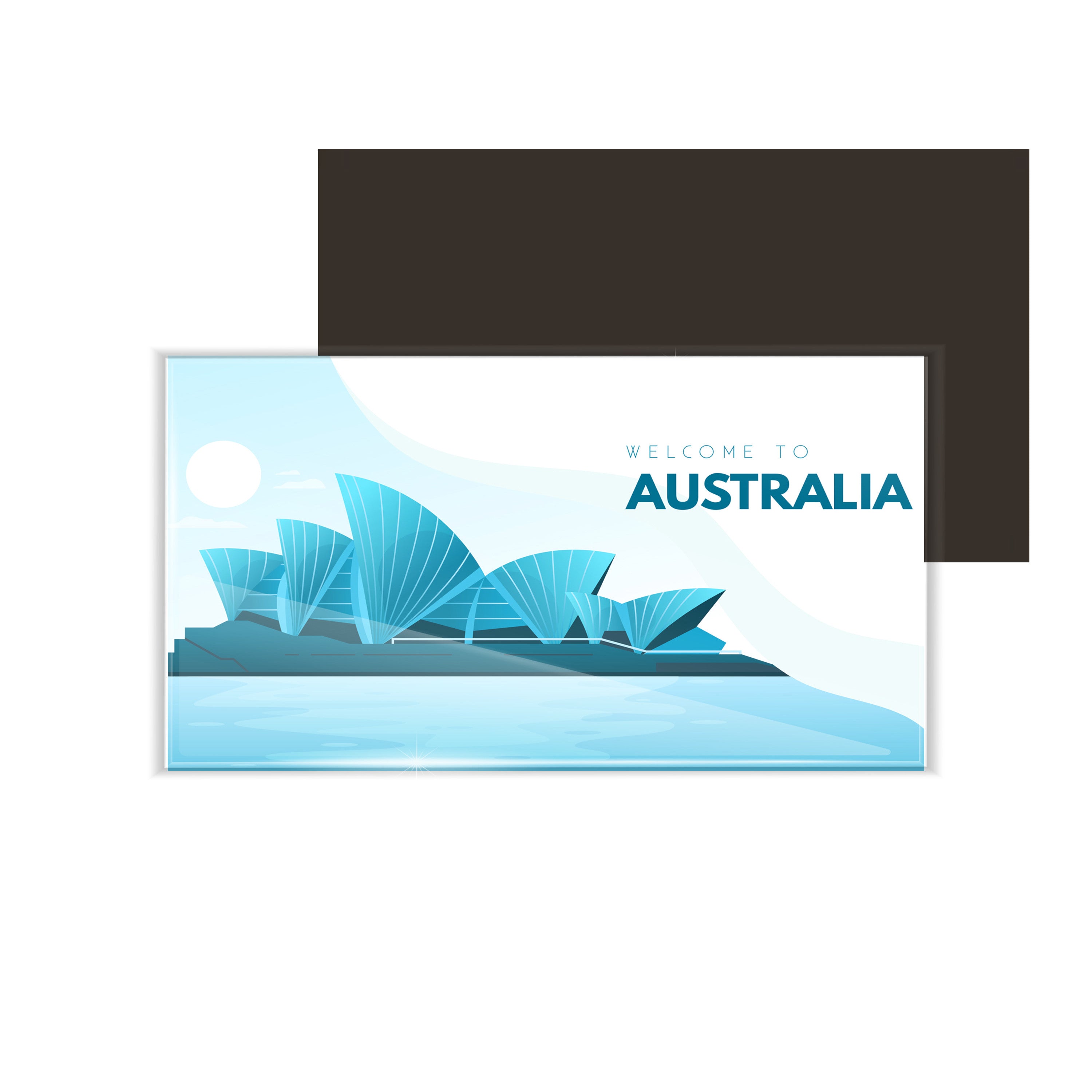 dhcrafts Fridge Magnet Rectangle Acrylic Glass (8.6 x 5.4 cm) Blue Color Travel Australia D1 Design Pack of 1